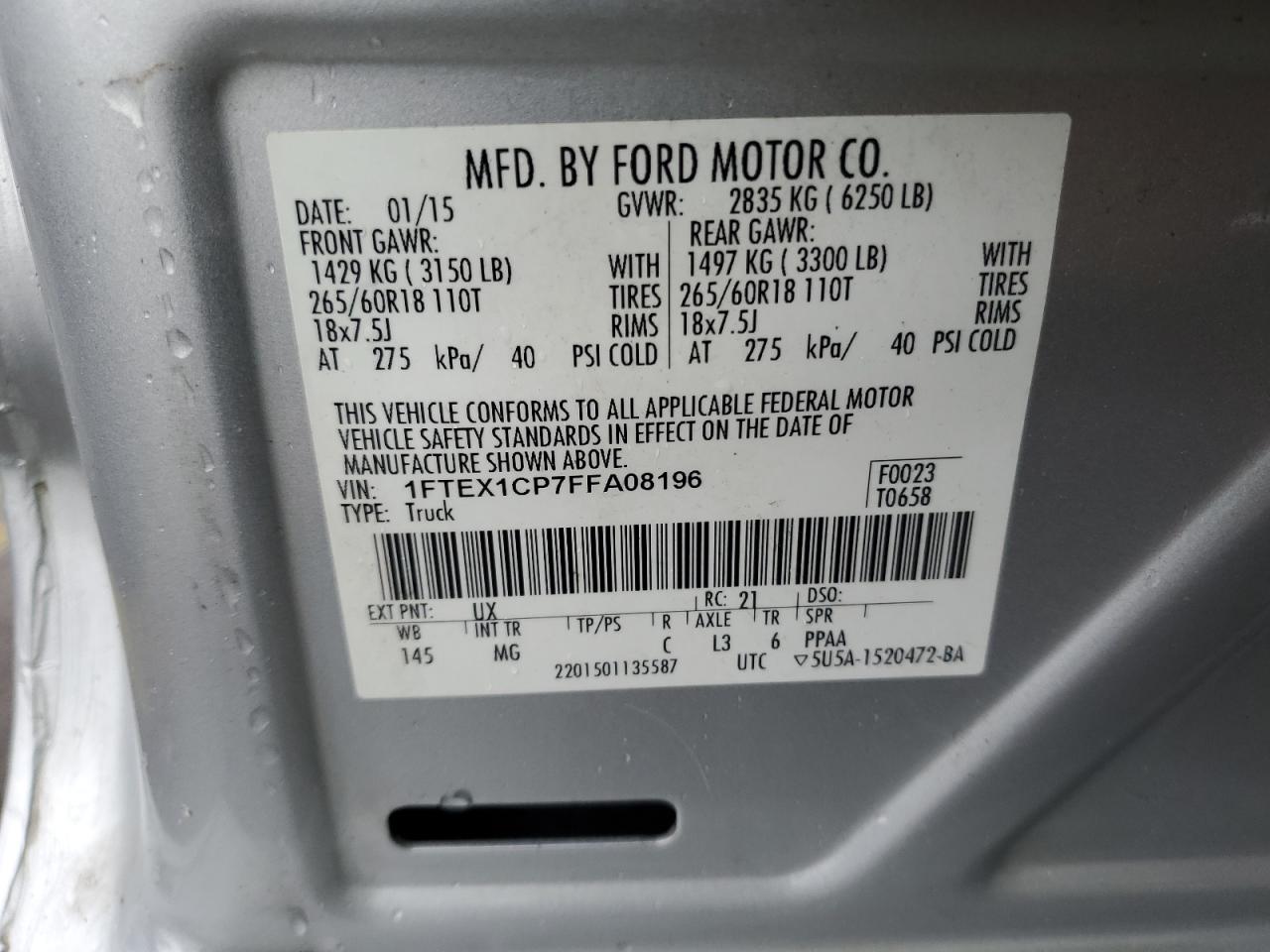 2015 FORD F150 SUPER CAB photo 12