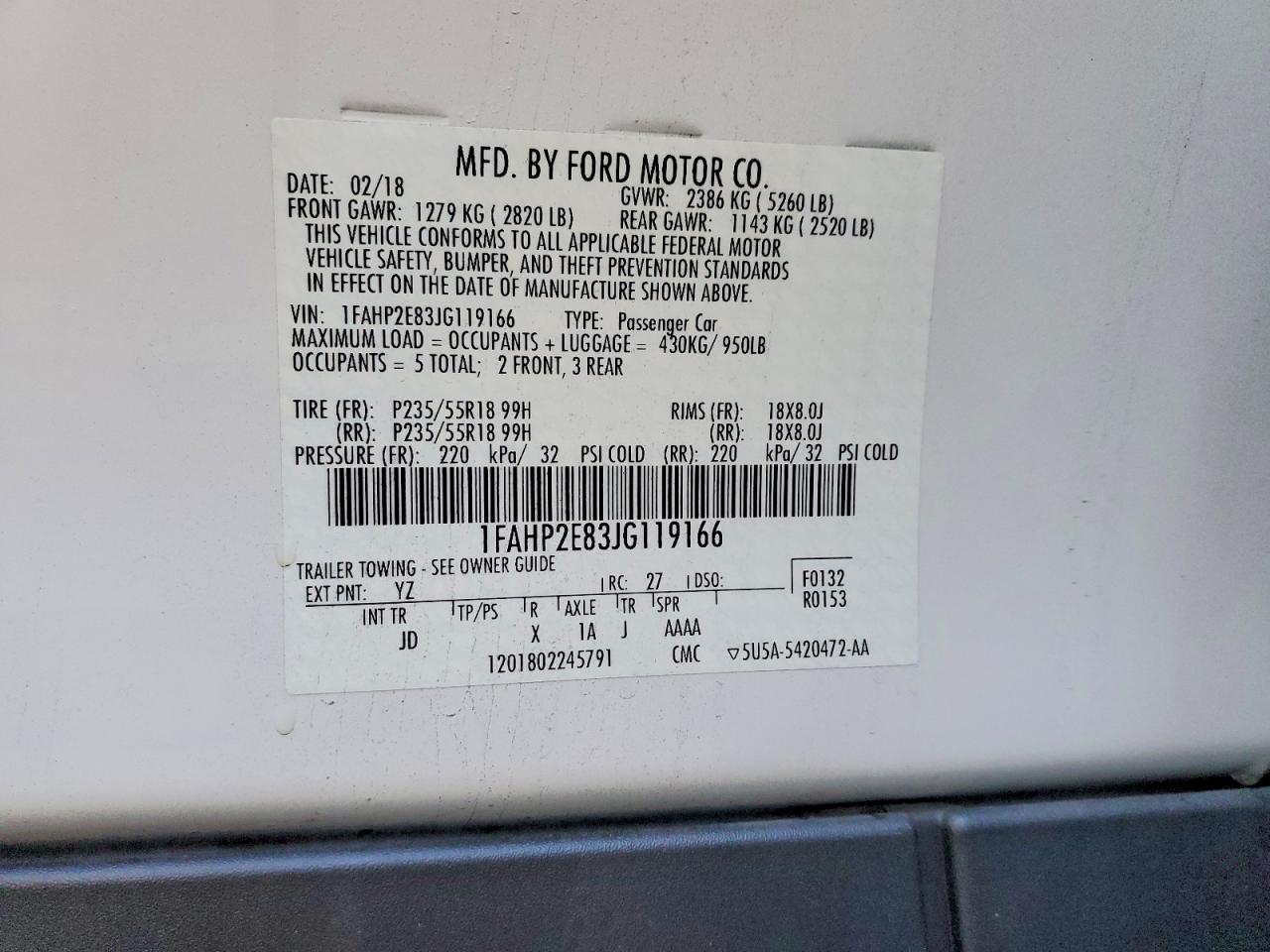 2018 FORD TAURUS SEL photo 13