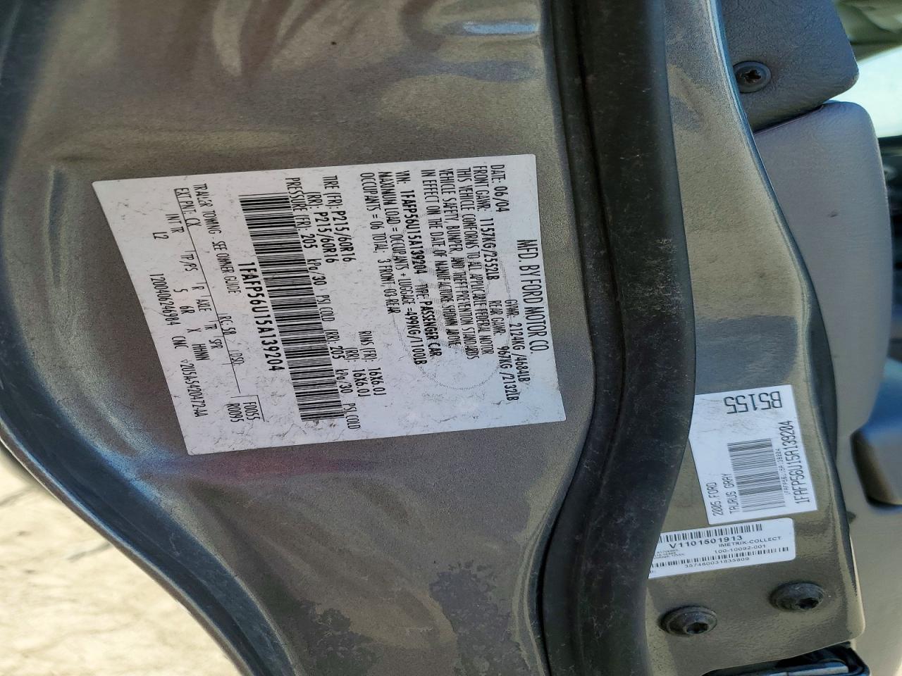 2005 FORD TAURUS SEL photo 12