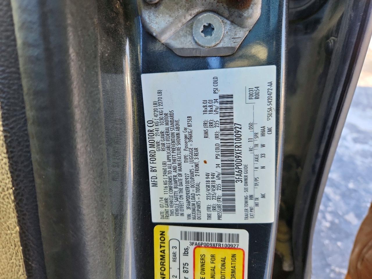 2015 FORD FUSION TITANIUM photo 12