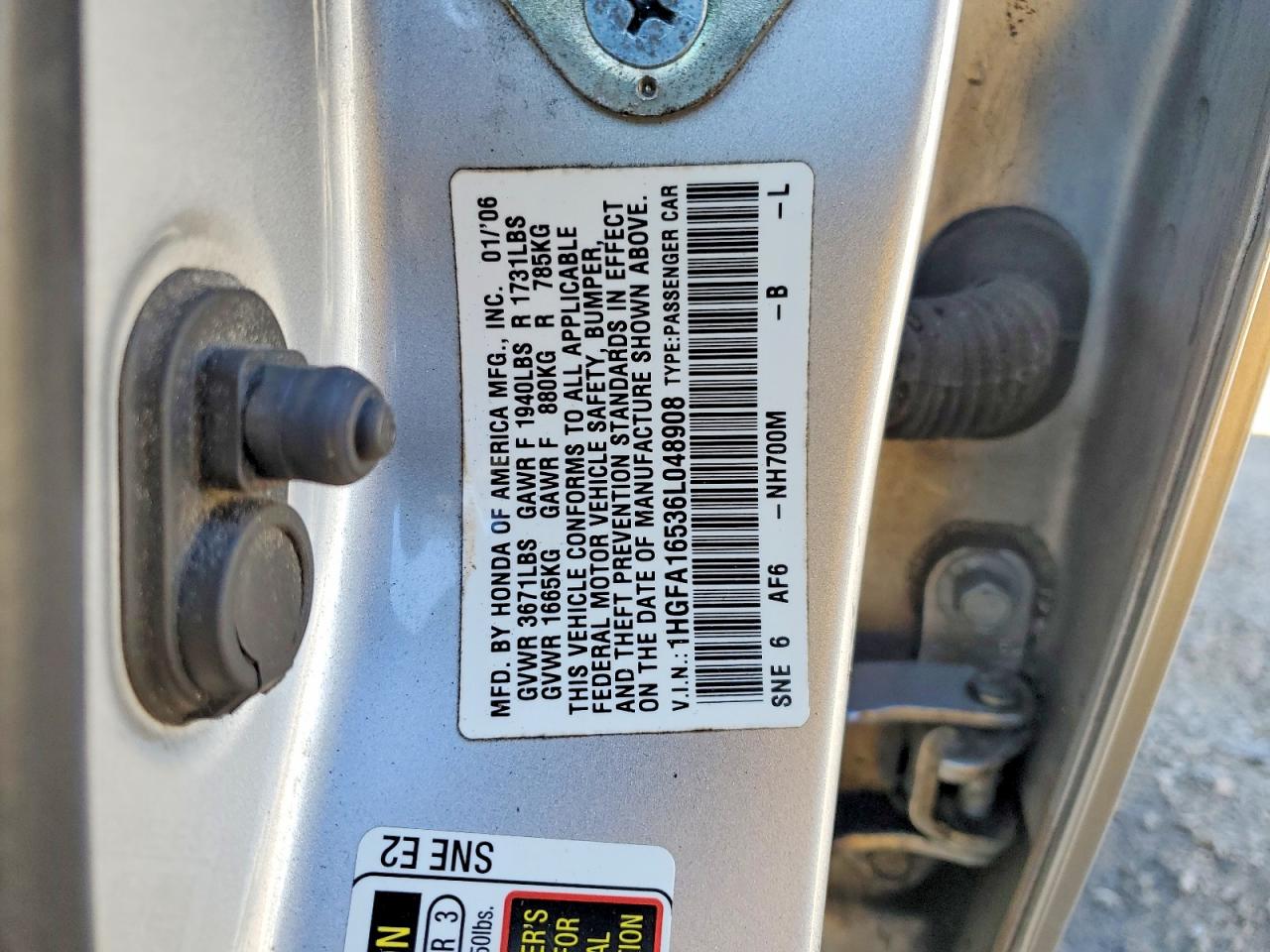 2006 HONDA CIVIC LX photo 12