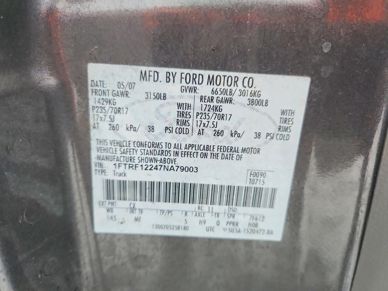 2007 FORD F150 photo 12