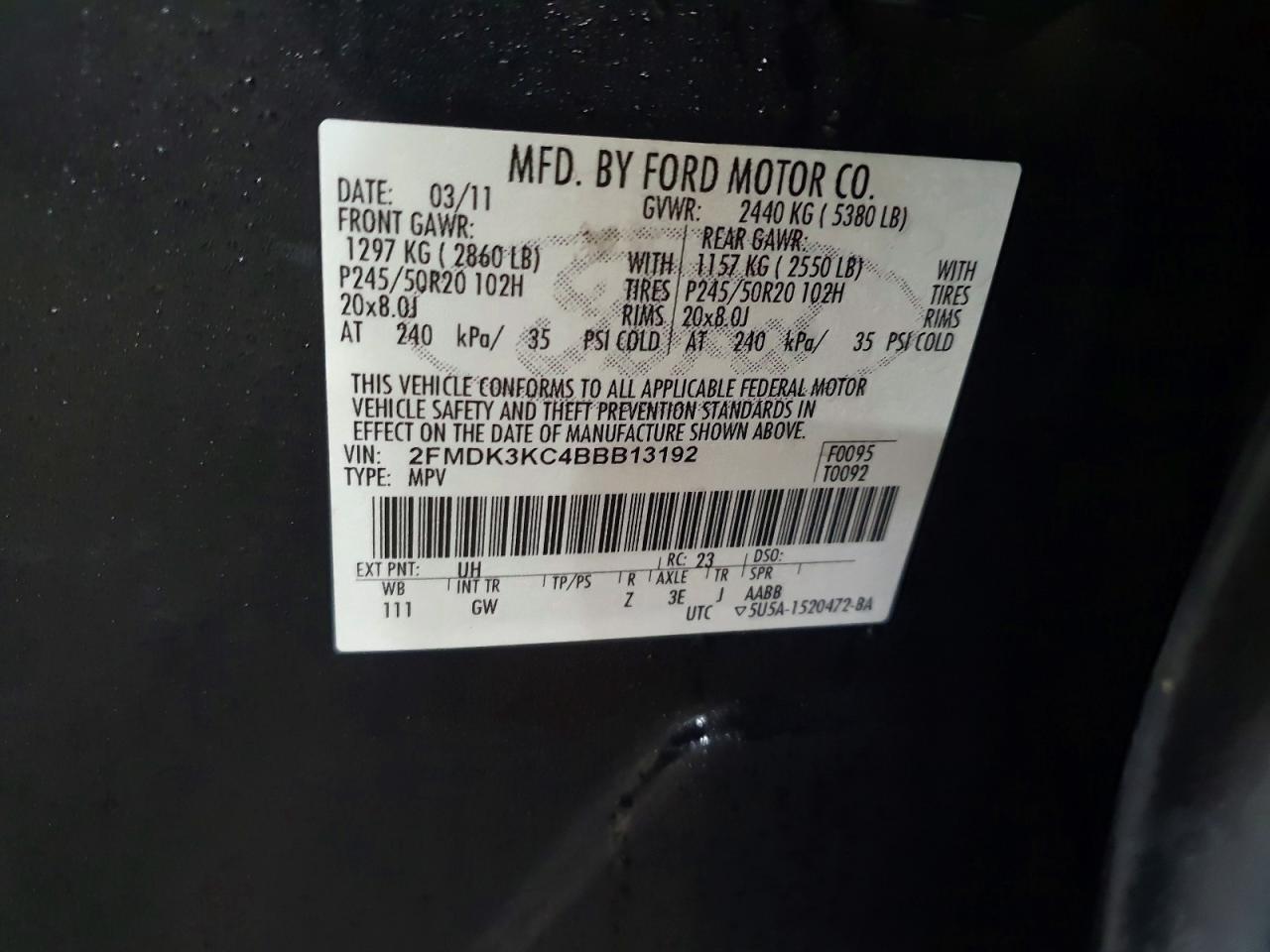 2011 FORD EDGE LIMITED photo 14