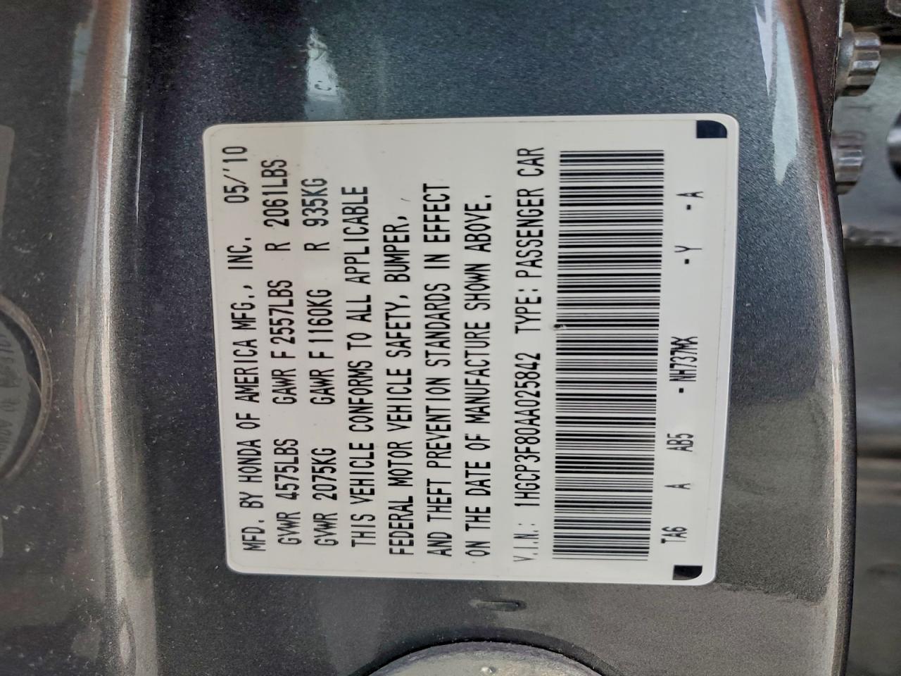 2010 HONDA ACCORD EXL photo 12