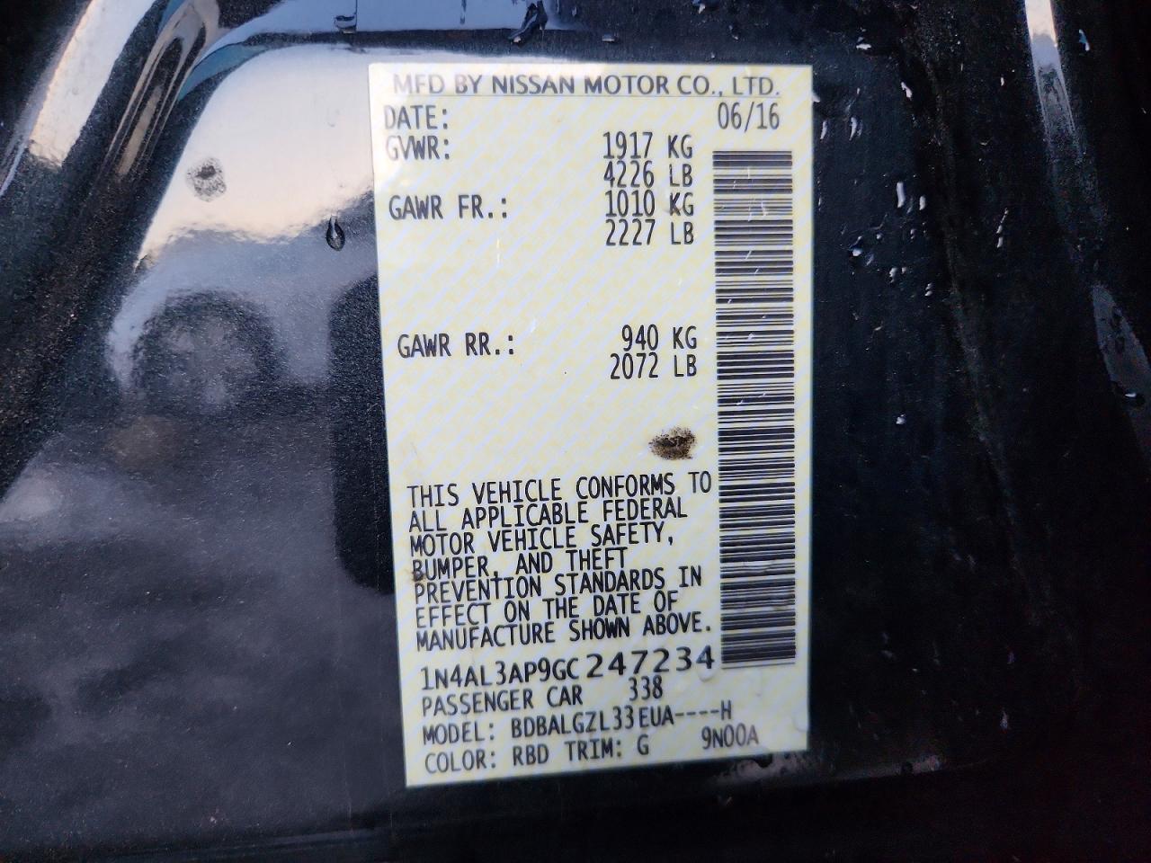 2016 NISSAN ALTIMA 2.5 S photo 13