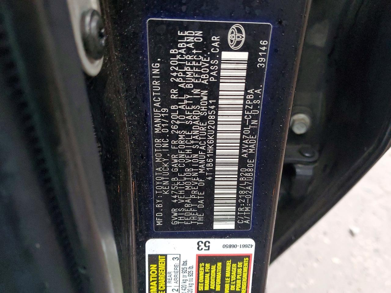 2019 TOYOTA CAMRY XSE photo 12