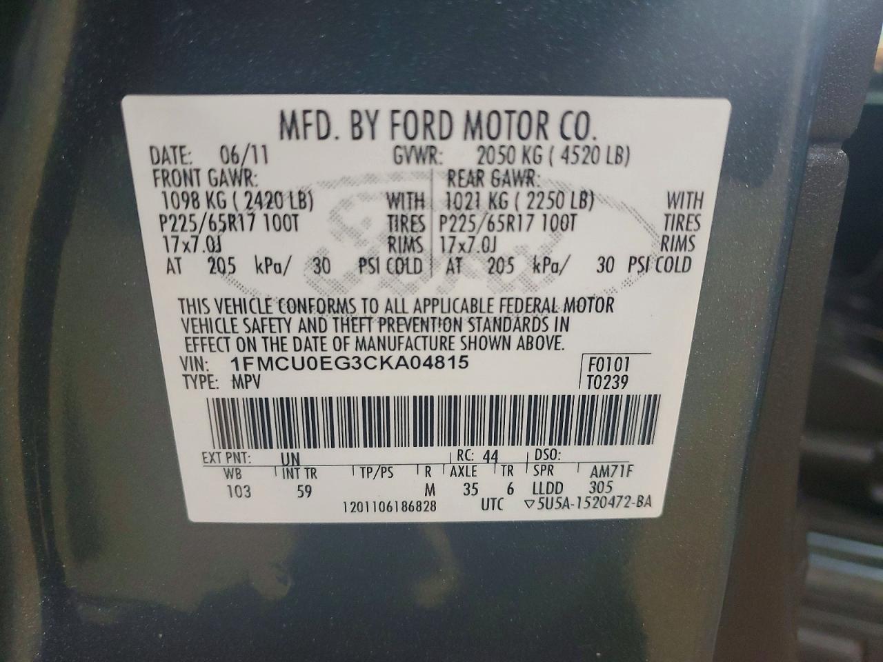 2012 FORD ESCAPE LIMITED photo 13