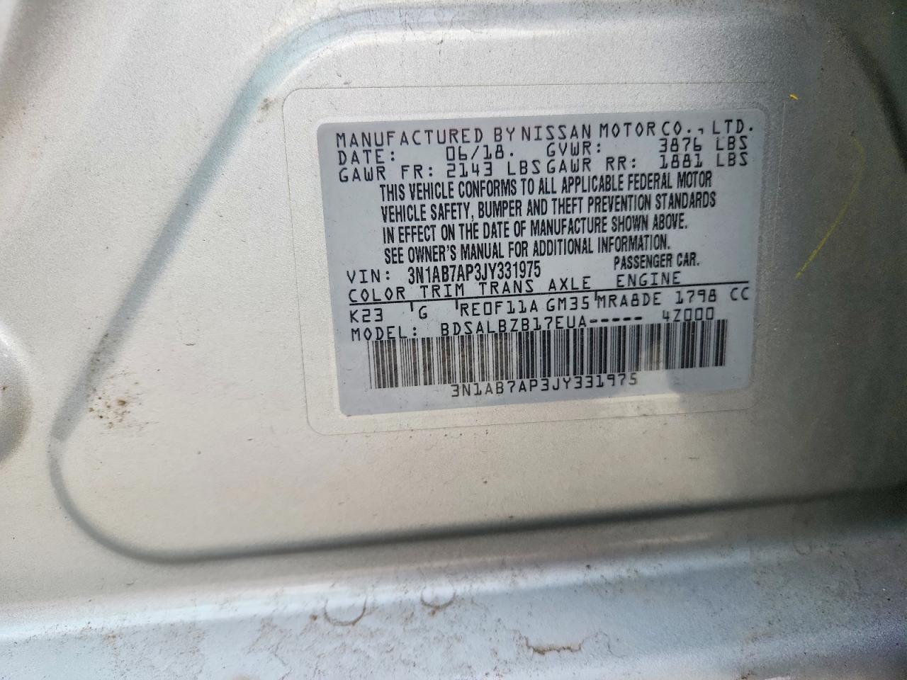 2018 NISSAN SENTRA S photo 12