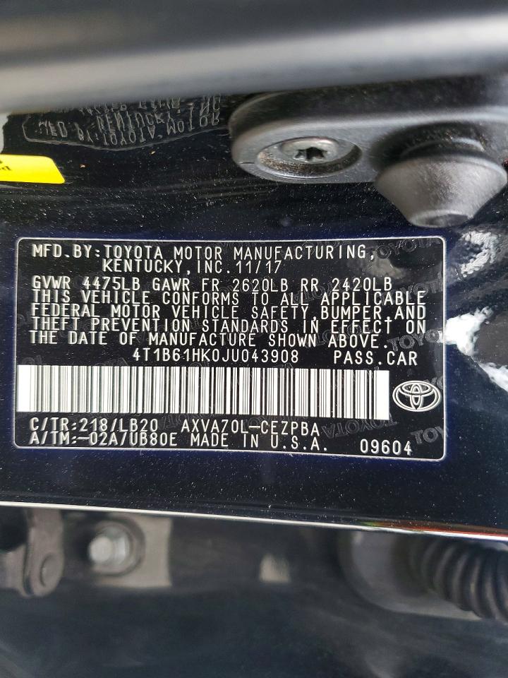 2018 TOYOTA CAMRY XSE photo 12