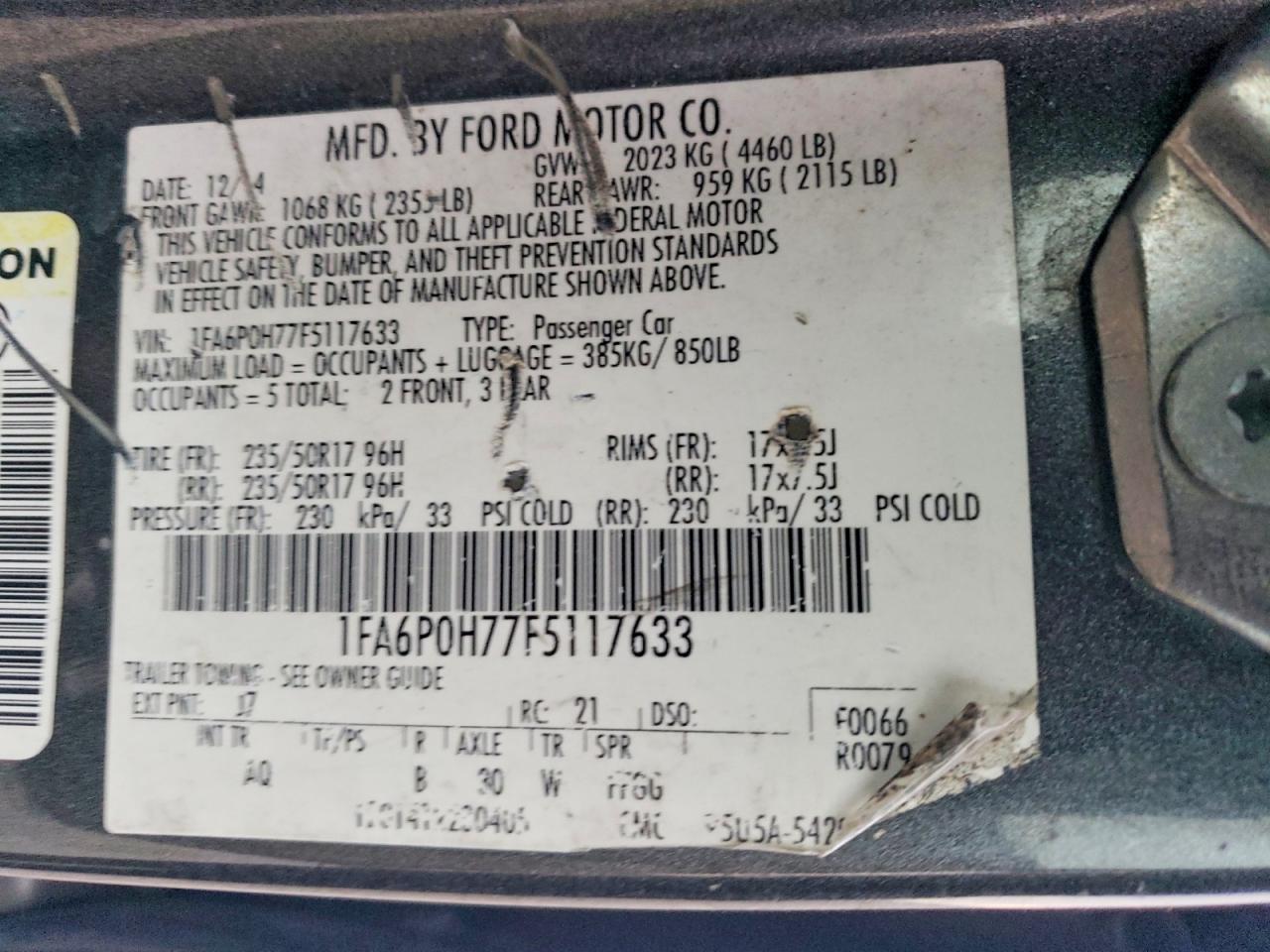 2015 FORD FUSION SE photo 12