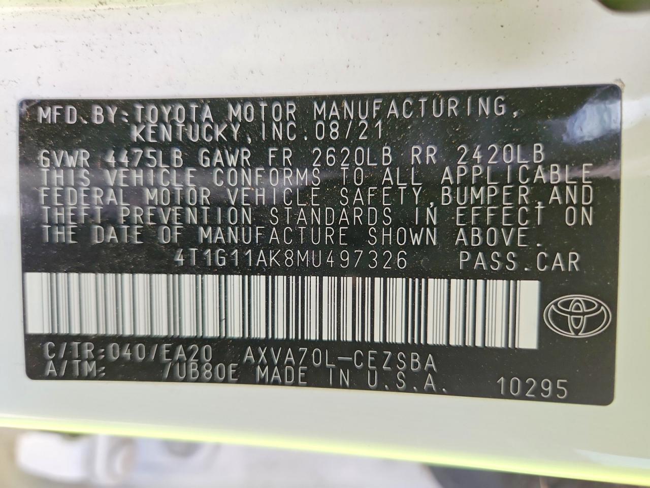 2021 TOYOTA CAMRY SE photo 12
