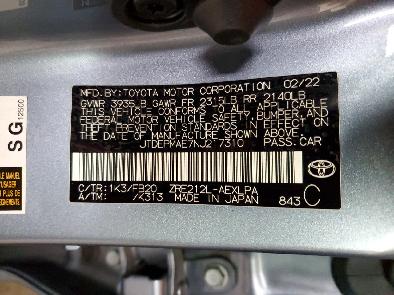 2022 TOYOTA COROLLA LE photo 13