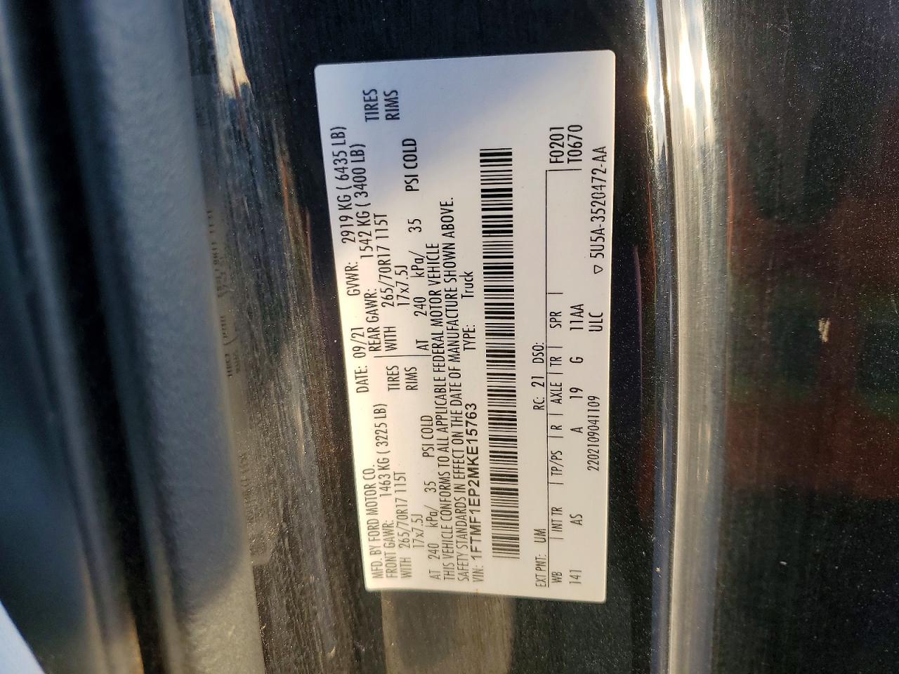 2021 FORD F150 photo 12