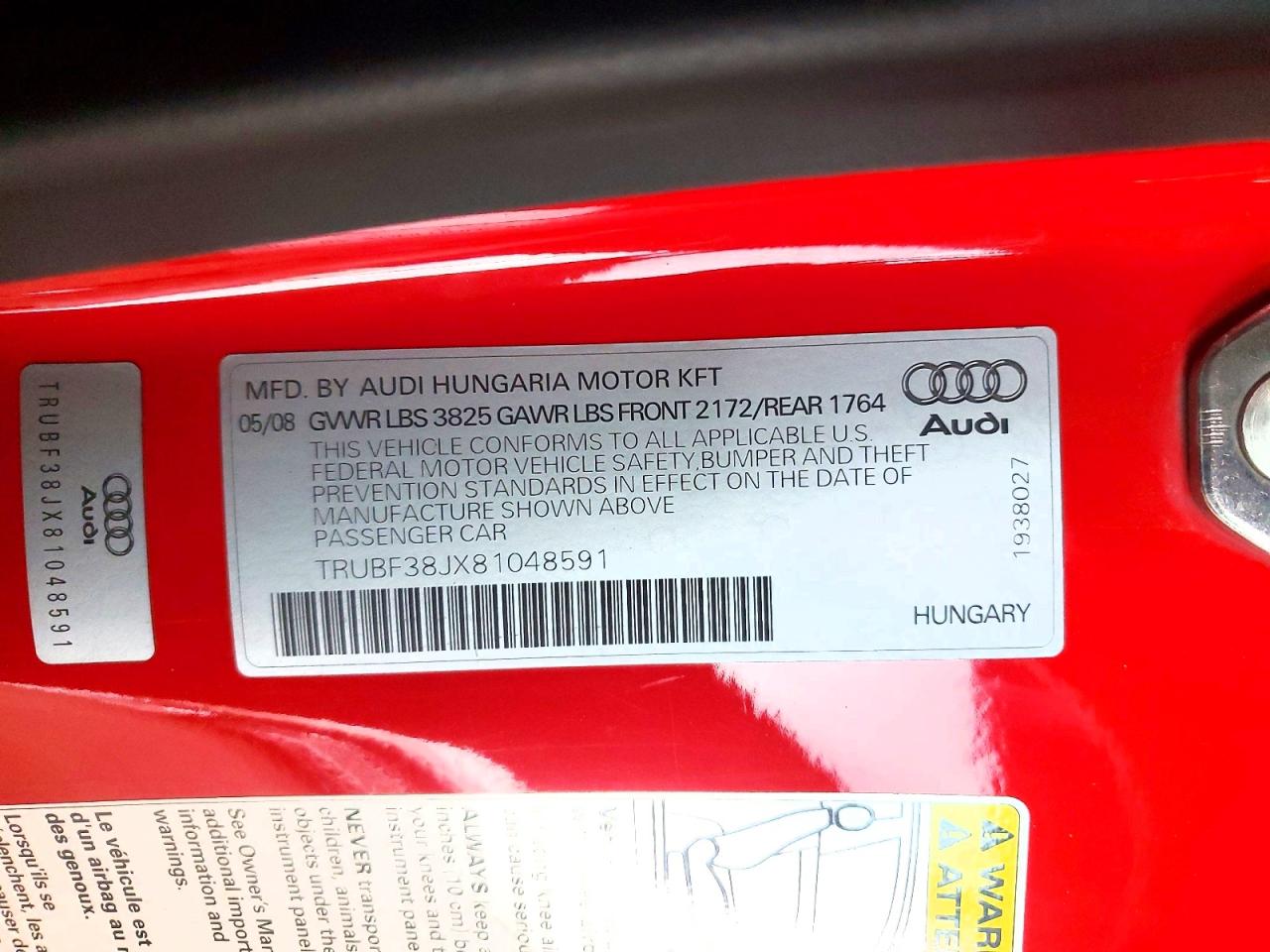 2008 AUDI TT 2.0T PREMIUM photo 12
