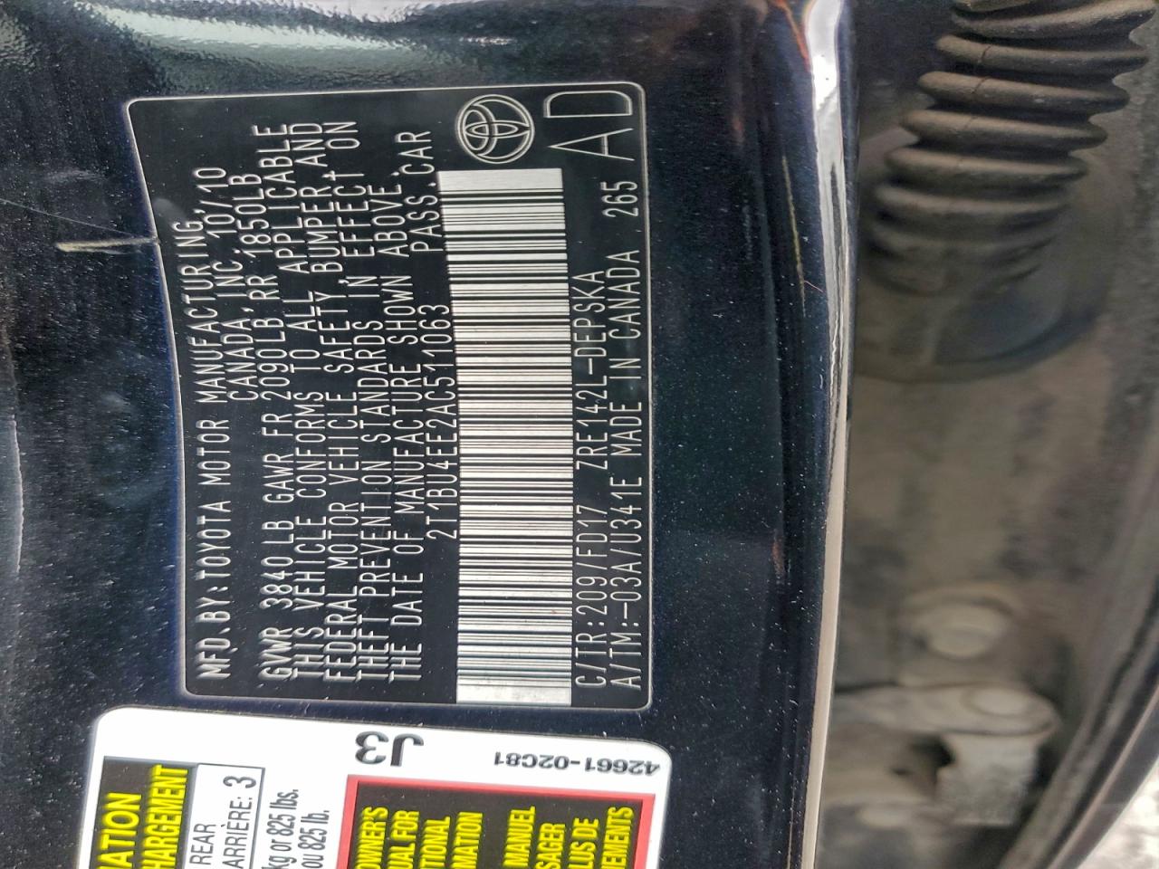 2010 TOYOTA COROLLA BASE photo 12