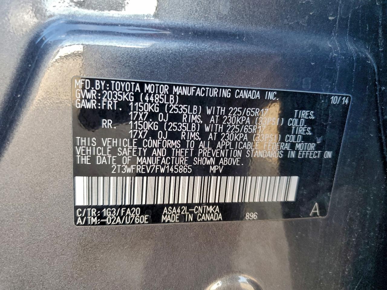 2015 TOYOTA RAV4 XLE photo 13