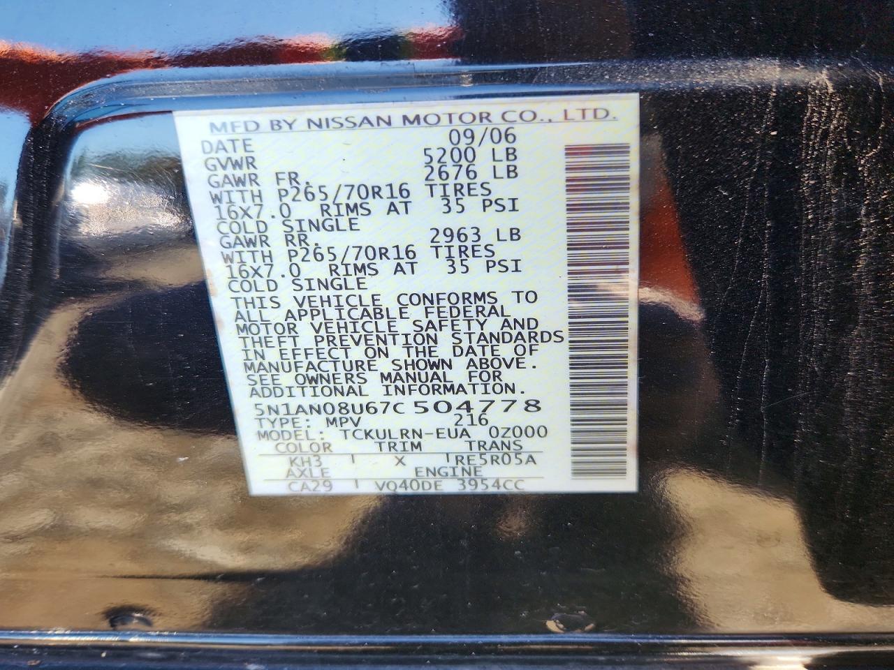 2007 NISSAN XTERRA OFF ROAD photo 12