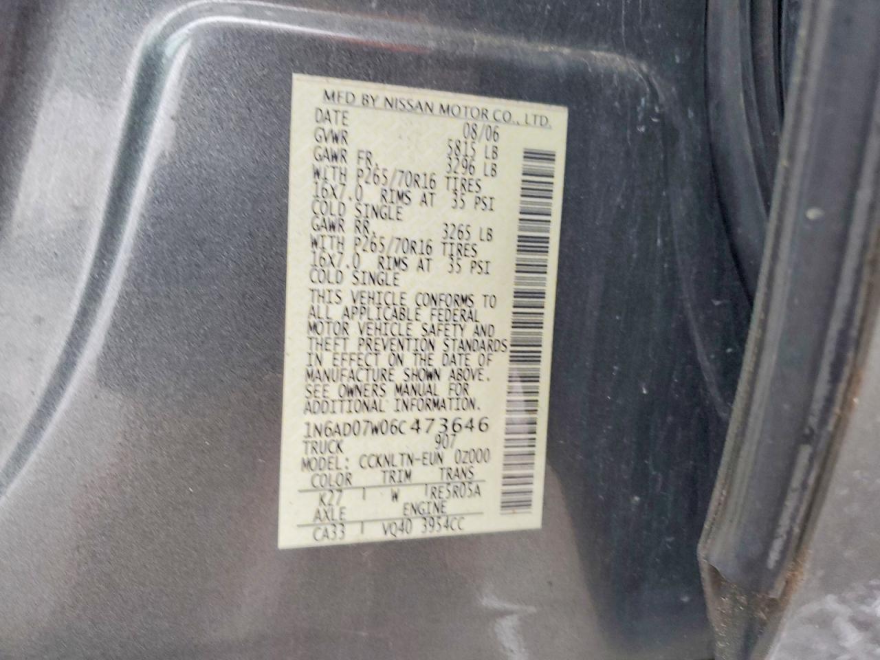 2006 NISSAN FRONTIER CREW CAB LE photo 12