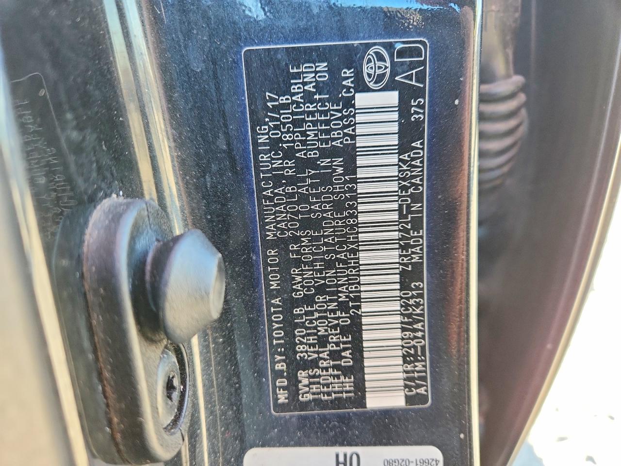 2017 TOYOTA COROLLA L photo 12