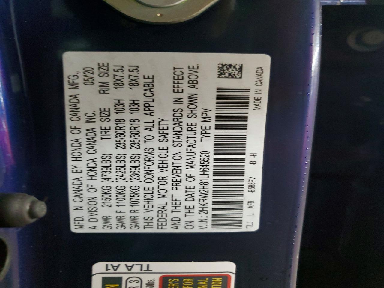 2020 HONDA CR-V EXL photo 13
