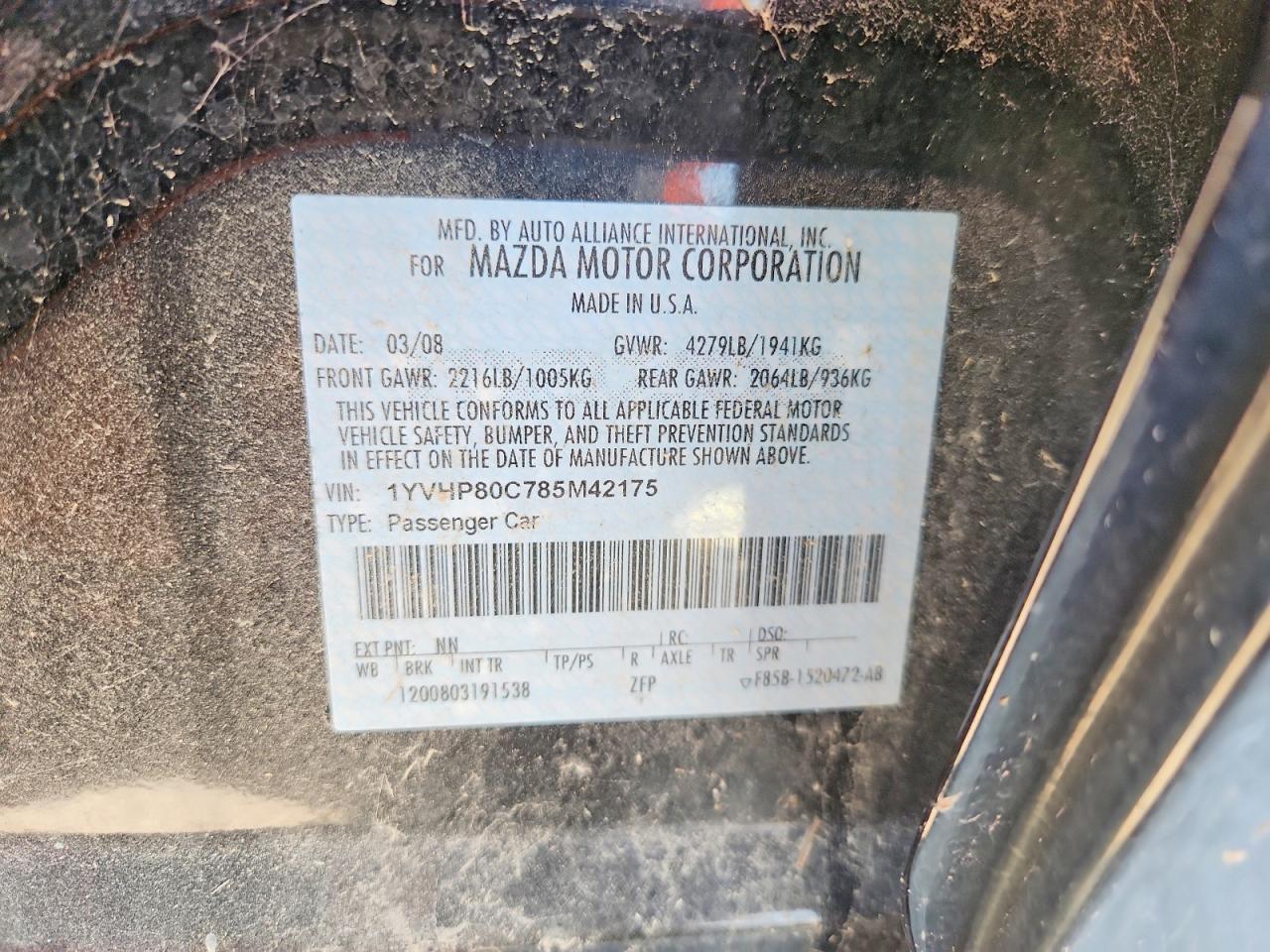 2008 MAZDA 6 I photo 12