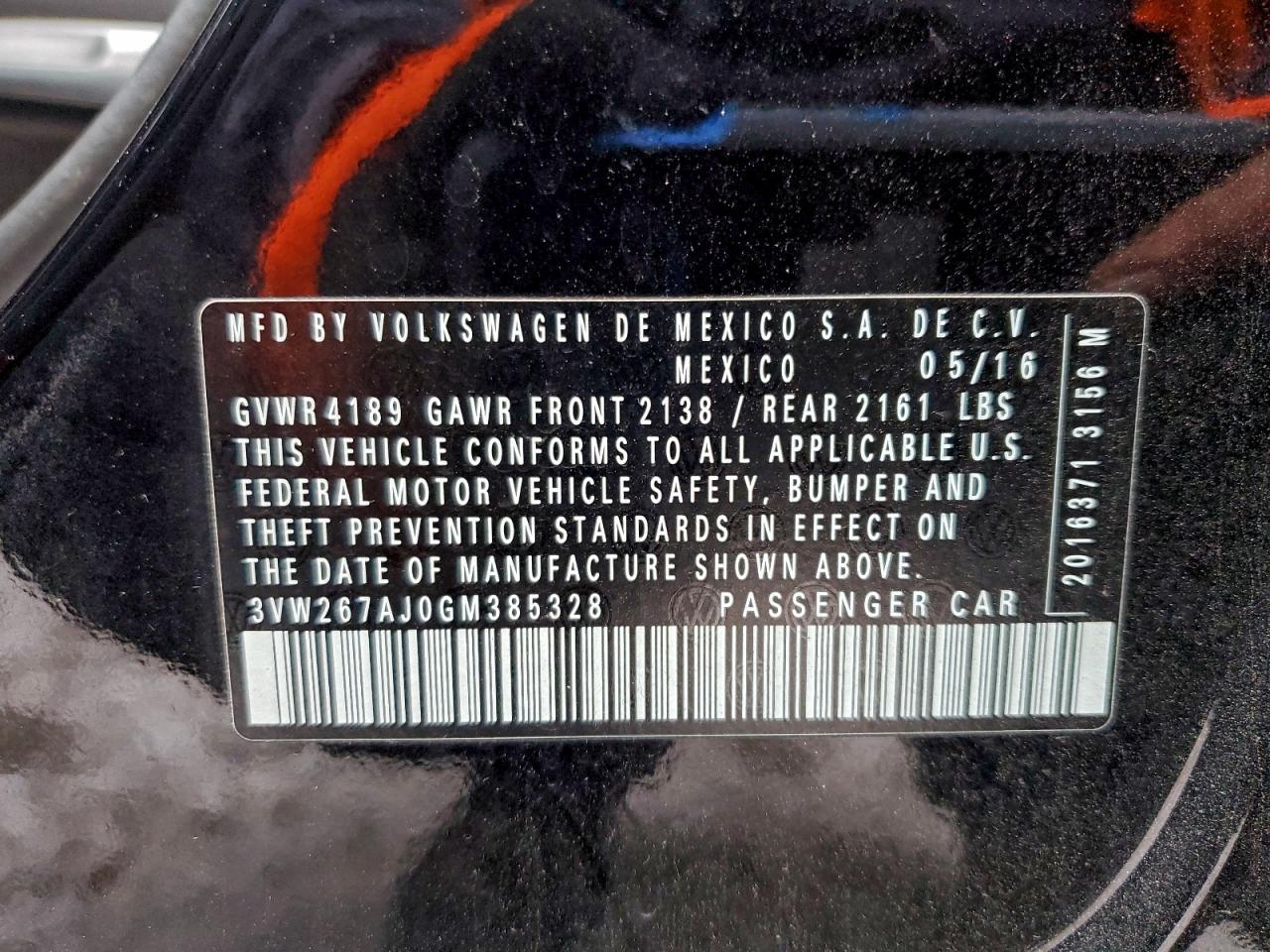 2016 VOLKSWAGEN JETTA S photo 12