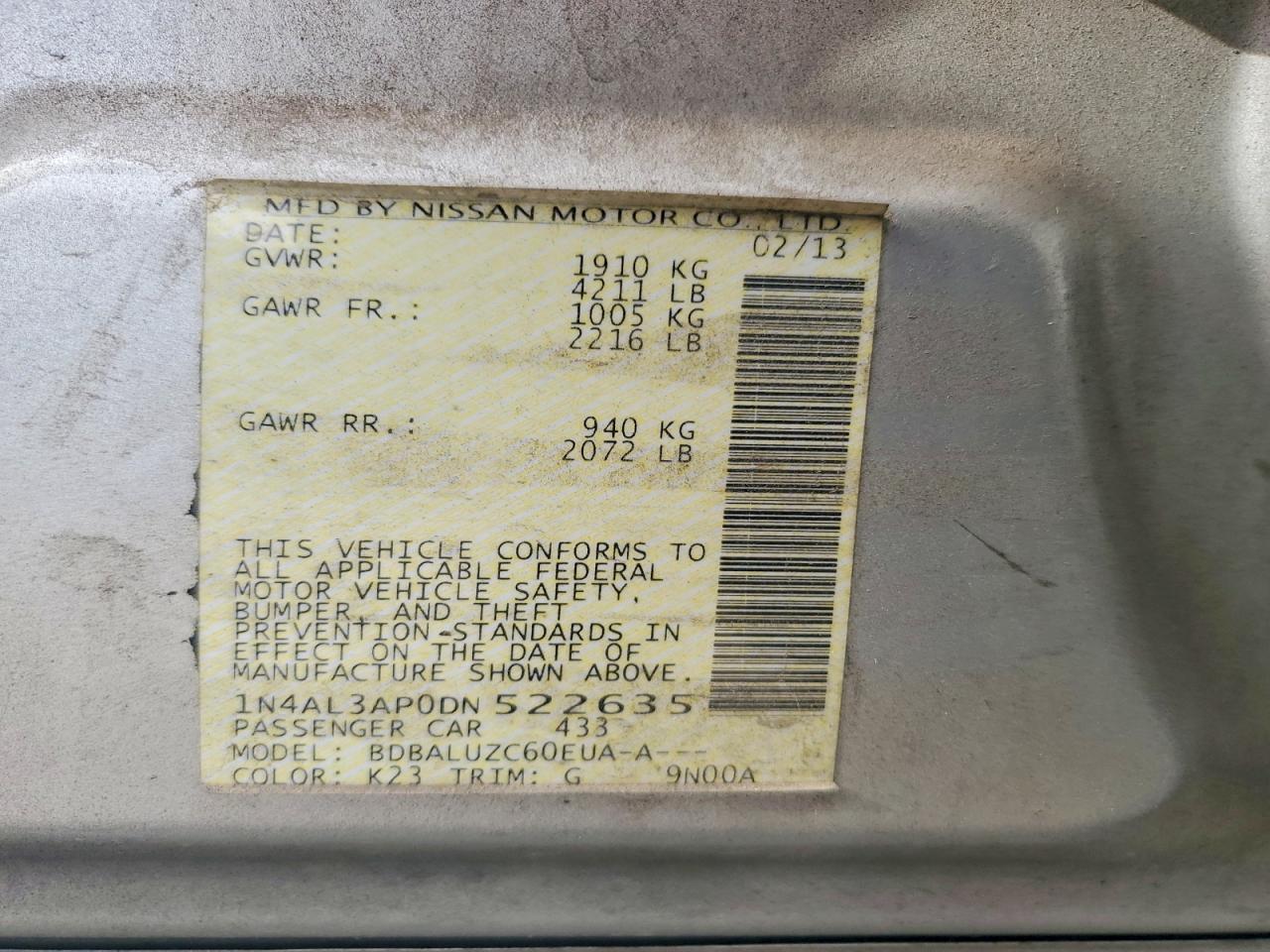 2013 NISSAN ALTIMA 2.5 photo 13