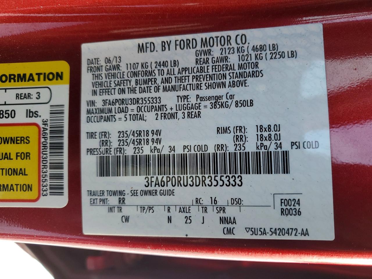 2013 FORD FUSION TITANIUM HEV photo 12