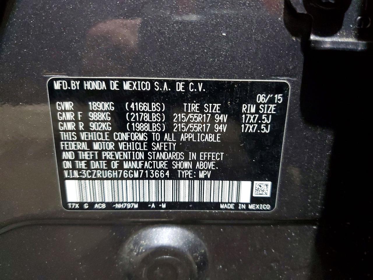 2016 HONDA HR-V EXL photo 14