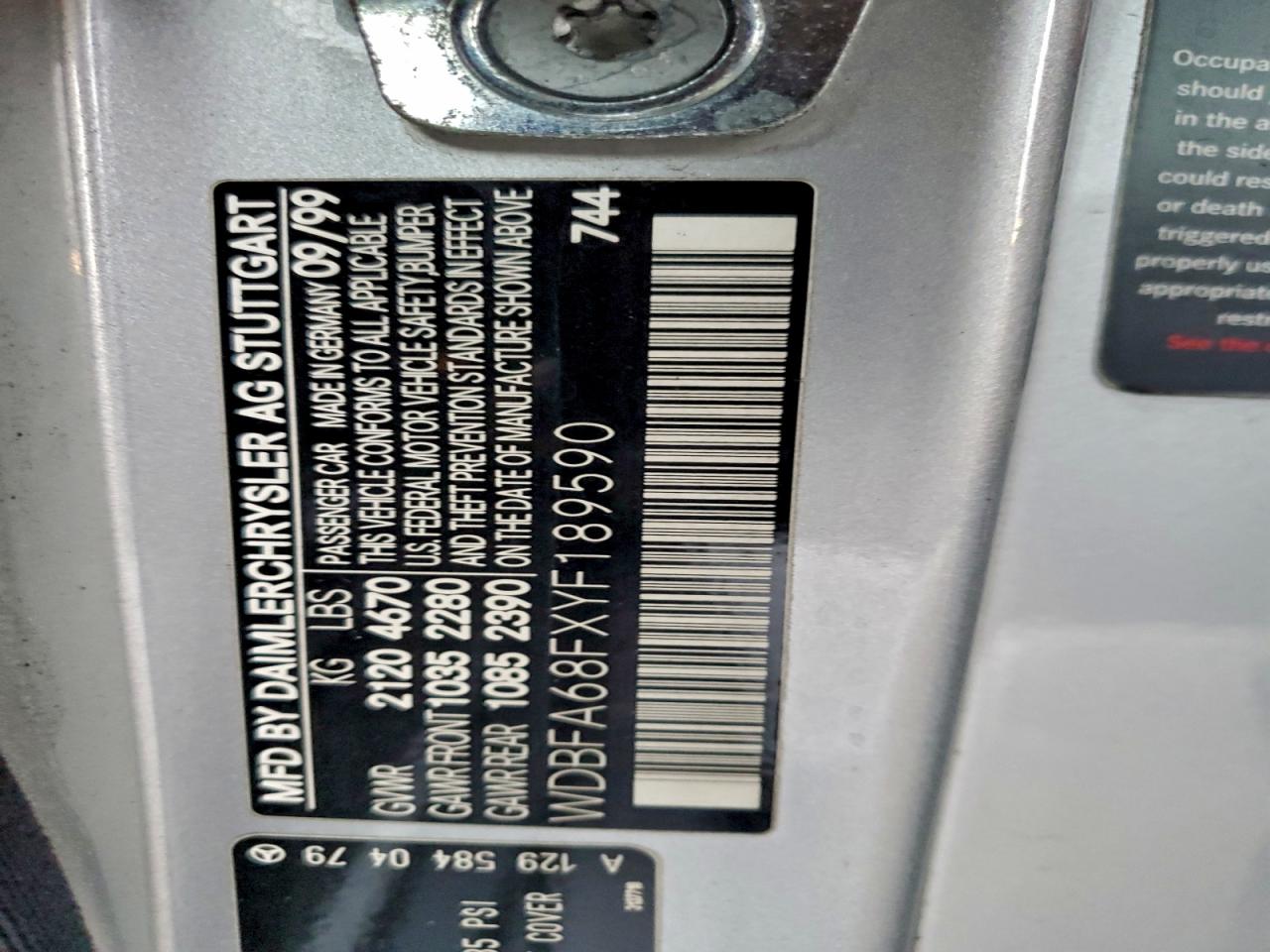 2000 MERCEDES-BENZ SL 500 photo 12