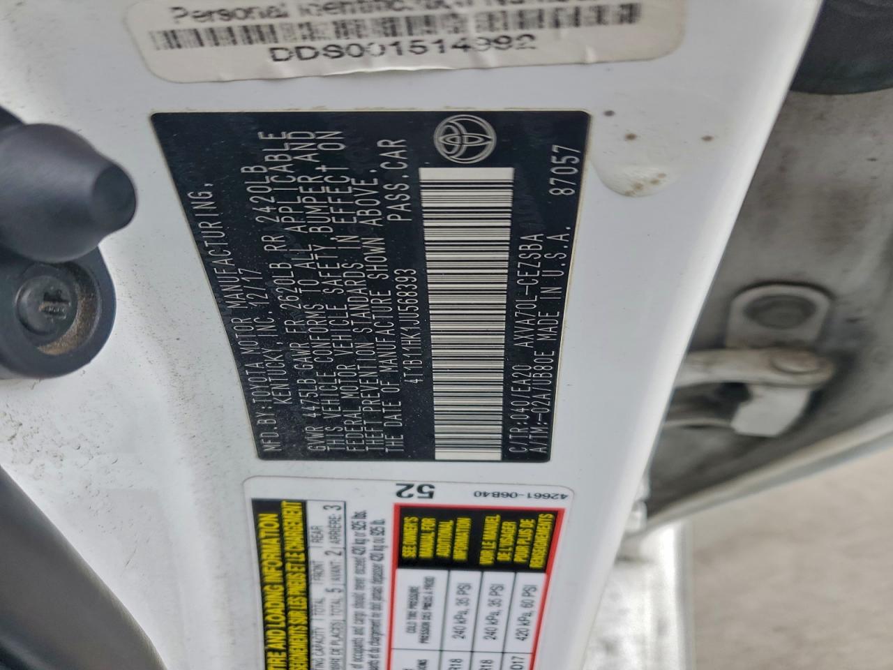 2018 TOYOTA CAMRY L photo 13