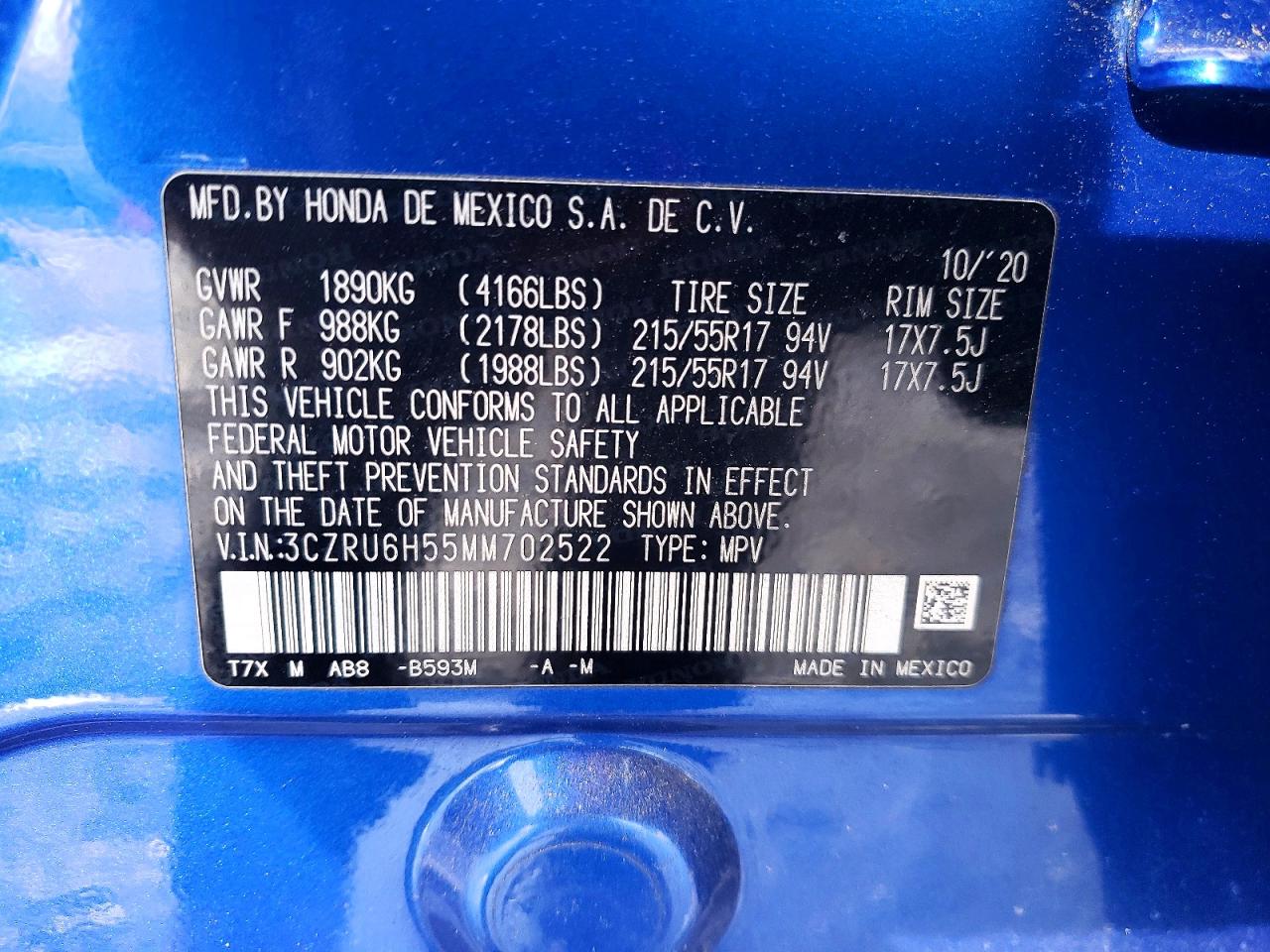 2021 HONDA HR-V EX photo 13