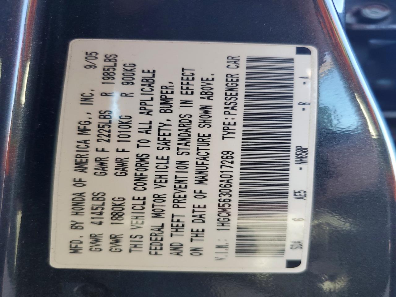 2006 HONDA ACCORD SE photo 12