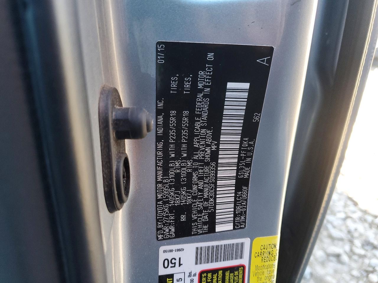2015 TOYOTA SIENNA XLE photo 14