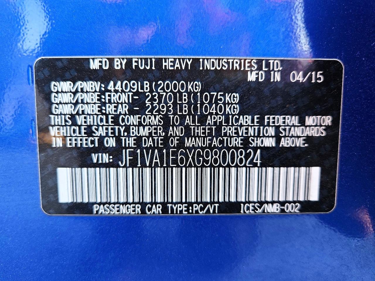 2016 SUBARU WRX PREMIUM photo 12
