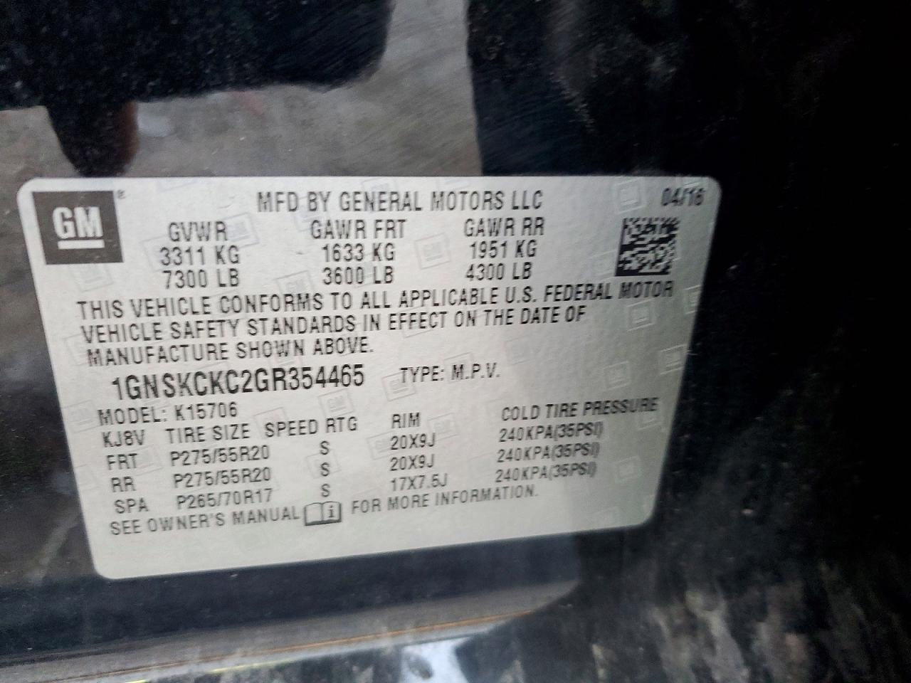 2016 CHEVROLET TAHOE K1500 LTZ photo 13