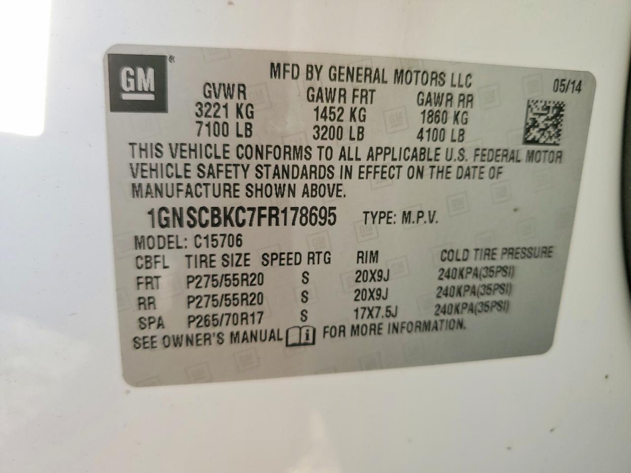 2015 CHEVROLET TAHOE C1500 LT photo 13