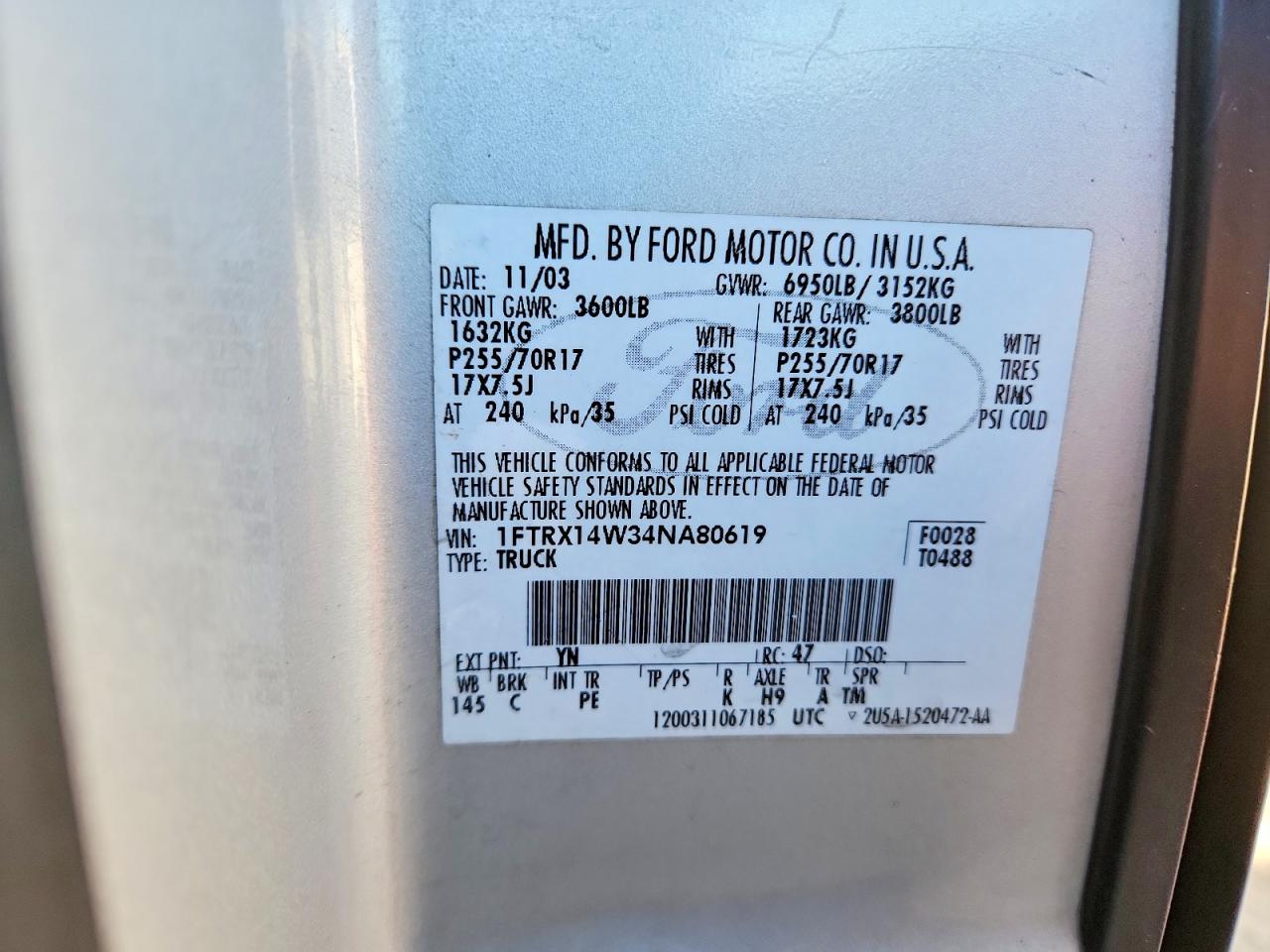 2004 FORD F150 photo 12