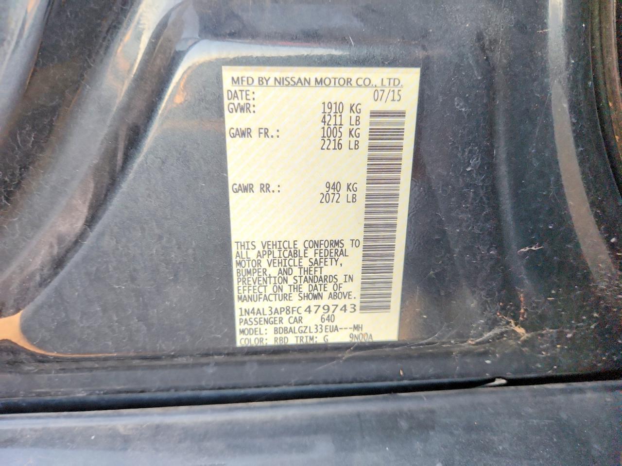 2015 NISSAN ALTIMA 2.5 photo 12