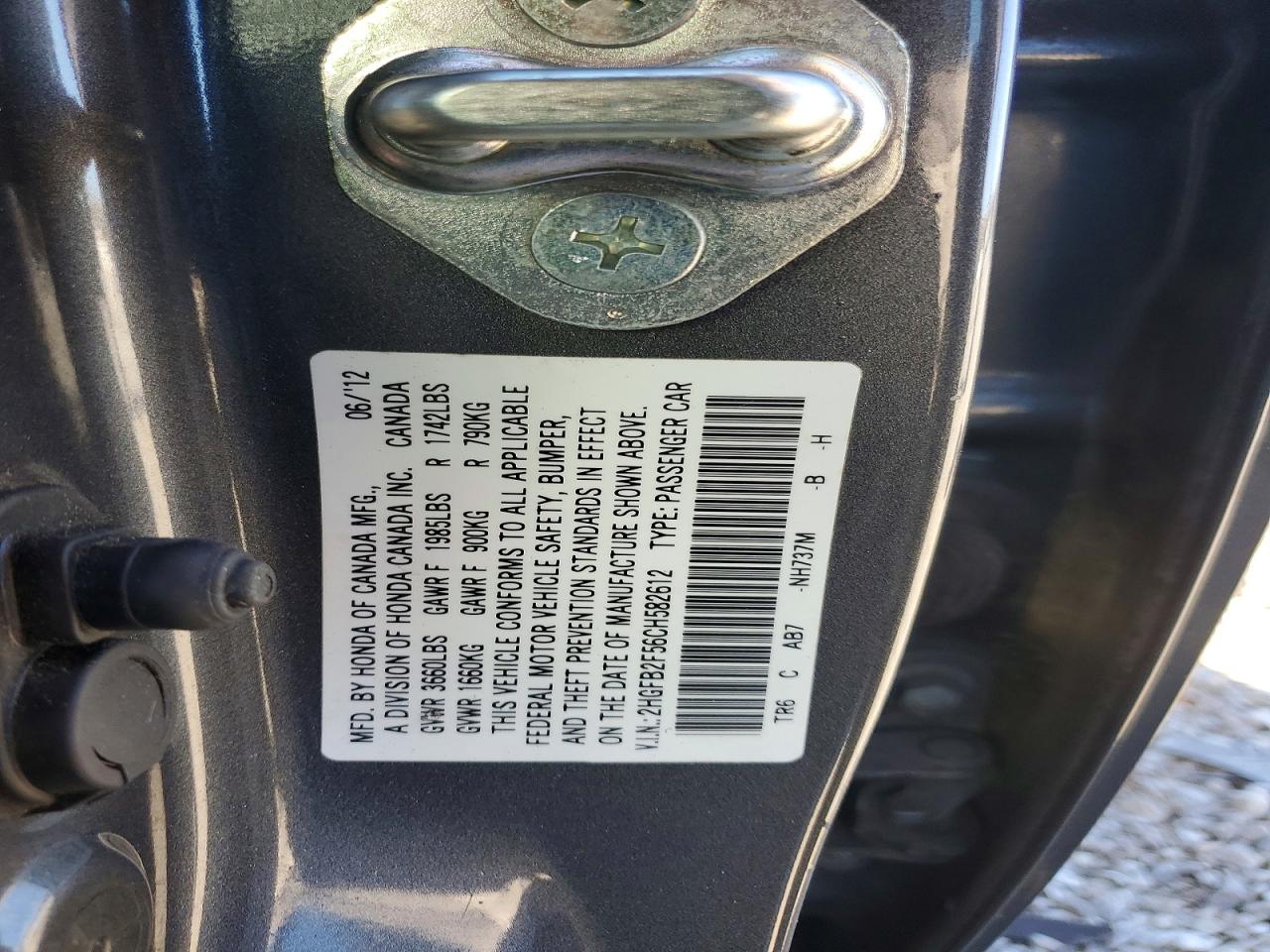 2012 HONDA CIVIC LX photo 12