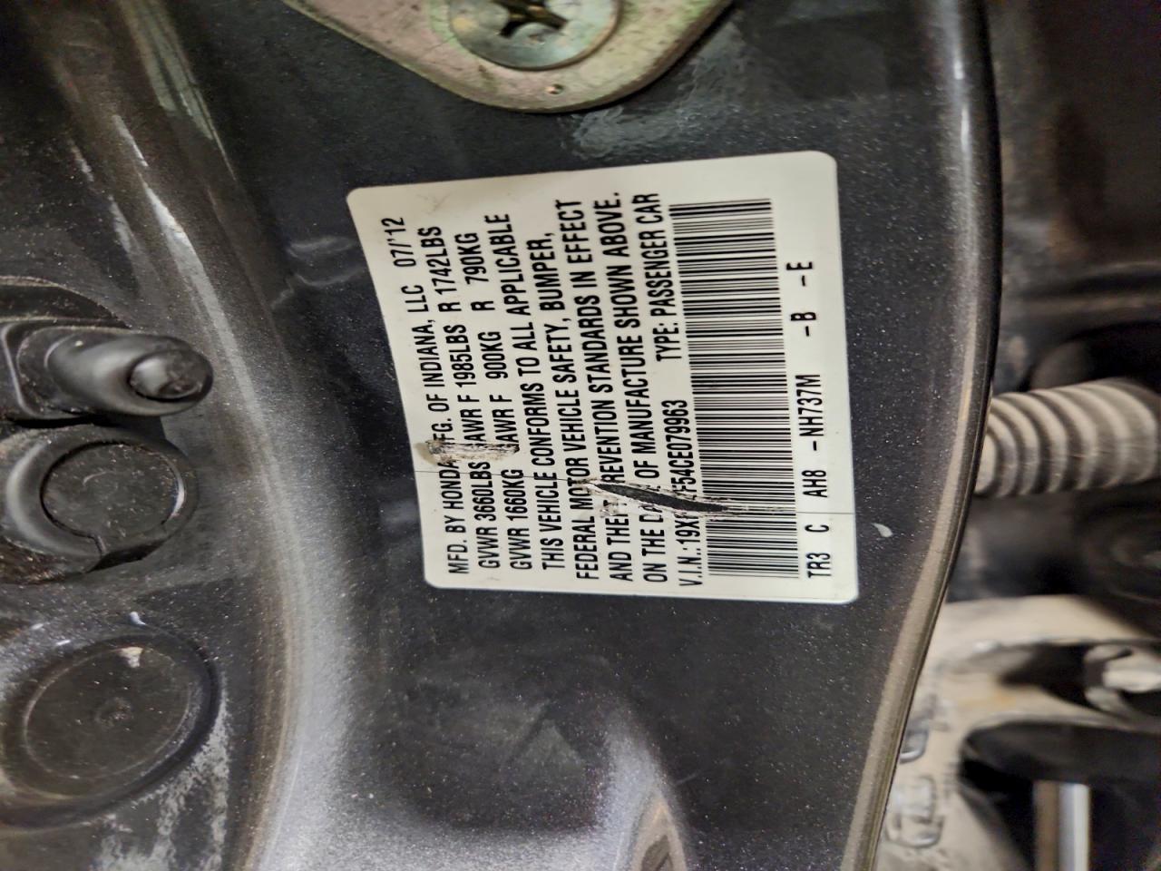 2012 HONDA CIVIC LX photo 12