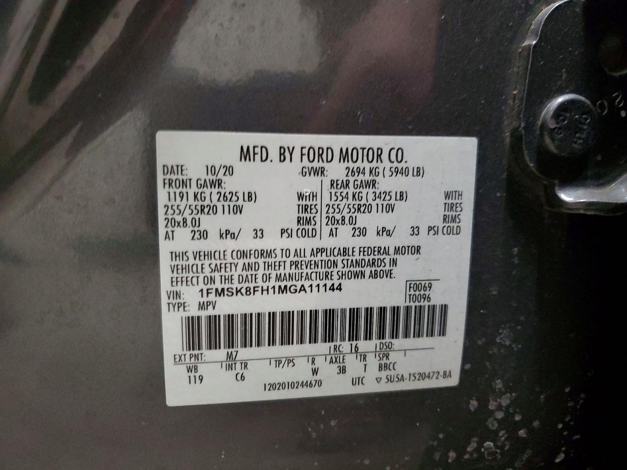 2021 FORD EXPLORER LIMITED photo 13