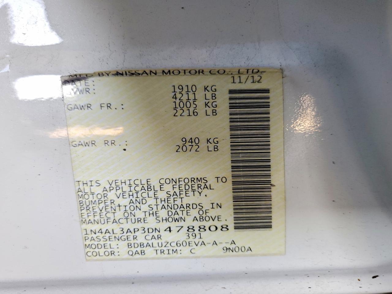 2013 NISSAN ALTIMA 2.5 photo 12