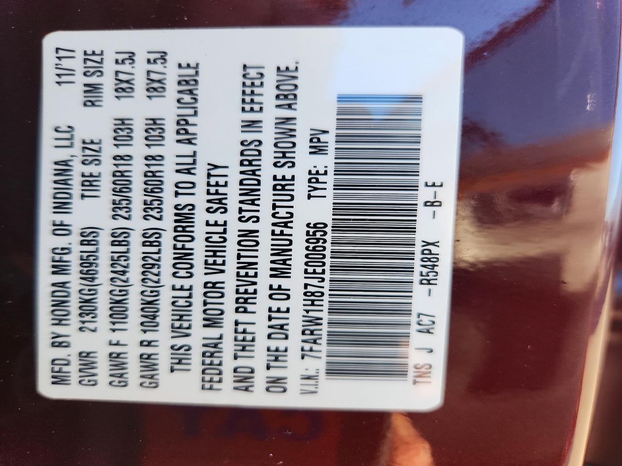2018 HONDA CR-V EXL photo 13