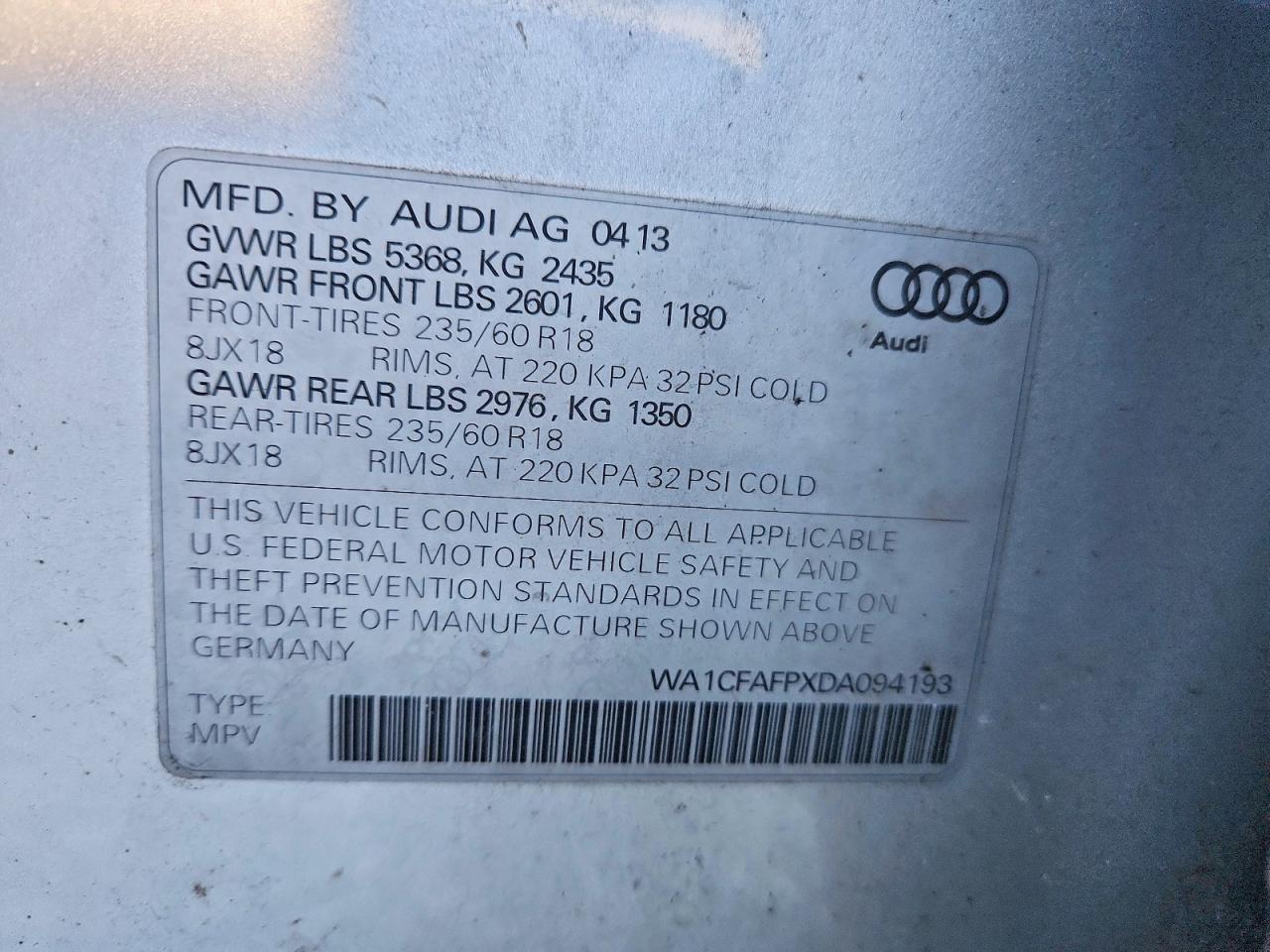 2013 AUDI Q5 PREMIUM photo 14