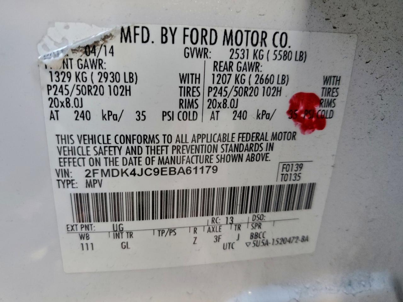 2014 FORD EDGE SEL photo 13