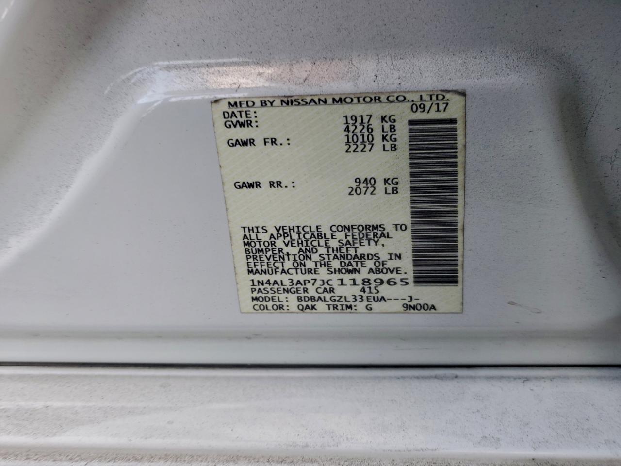 2018 NISSAN ALTIMA 2.5 photo 12