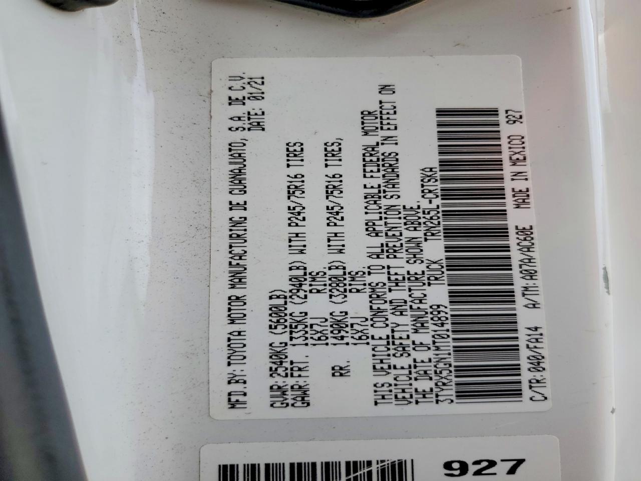 2021 TOYOTA TACOMA ACCESS CAB photo 12