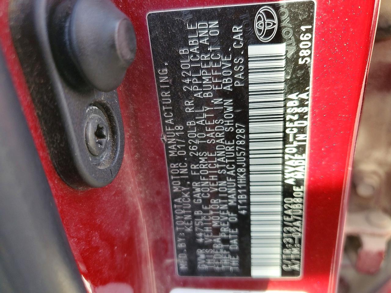 2018 TOYOTA CAMRY L photo 12