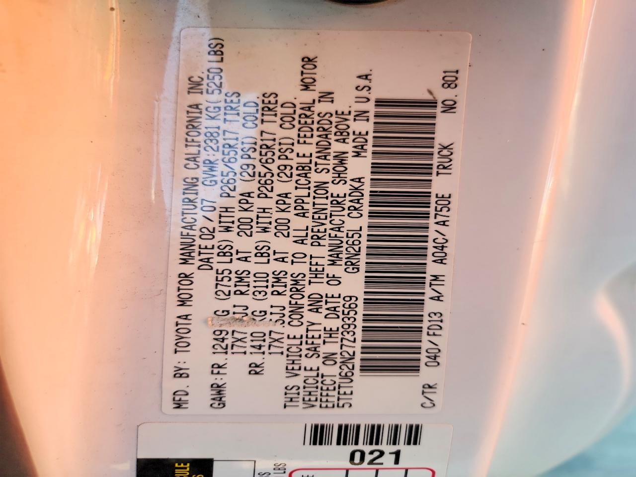 2007 TOYOTA TACOMA PRERUNNER ACCESS CAB photo 12